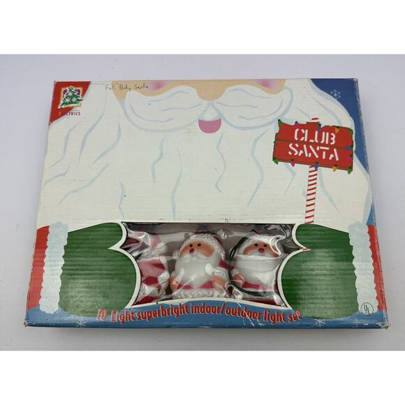 VTG Club Santa Full Body String Lights Covers Plastic Blow Mold Christmas WORK - Picture 1 of 7